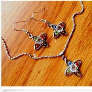 New QUARTZ Stars Necklace & Earrings Set Silverton